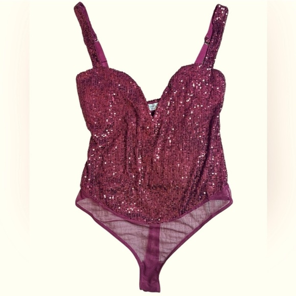 Intimately FREE PEOPLE Red Sparks Fly Sequin Sweetheart Neckline Corset SZ S NWT - Picture 6 of 7